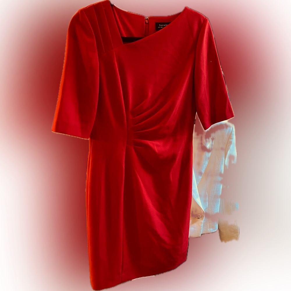 **SOLD**Tahari ASL Red Dress, Flattering & Professional Wear, Size 4